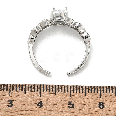 Brass Micro Pave Cubic Zirconia Cuff Open Rings RJEW-C163-25A-P-1