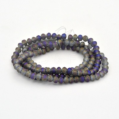 Full Rainbow Plated Faceted Rondelle Glass Beads Strands EGLA-J054-3x2mm-FR02-1