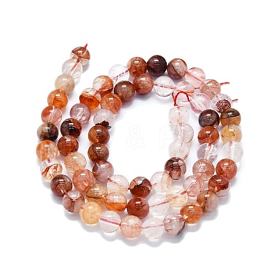 Natural Red Hematoid Quartz/Ferruginous Quartz Beads Strands G-K245-A02-02-1