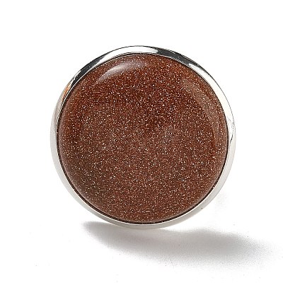 Synthetic Goldstone Round Adjustable Rings RJEW-K371-09S-19-1