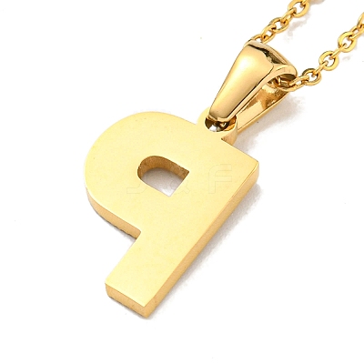 Ion Plating(IP) Initial Letter 304 Stainless Steel Pendant Necklaces NJEW-M199-01G-P-1