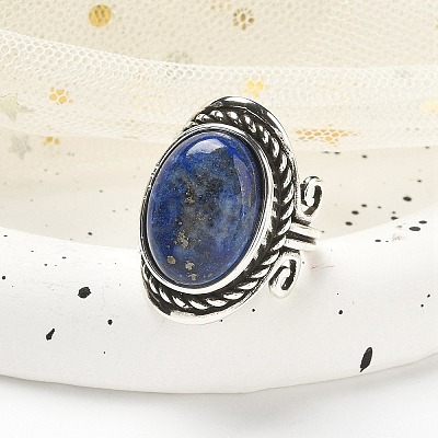 Natural Lapis Lazuli Adjustable Rings RJEW-I108-01AS-10-1