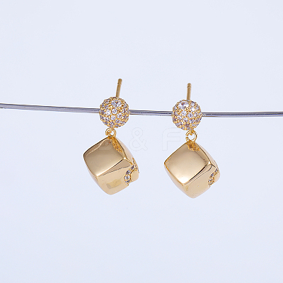 Elegant Brass Pave Clear Cubic Zirconia Stud Earrings OC6724-1