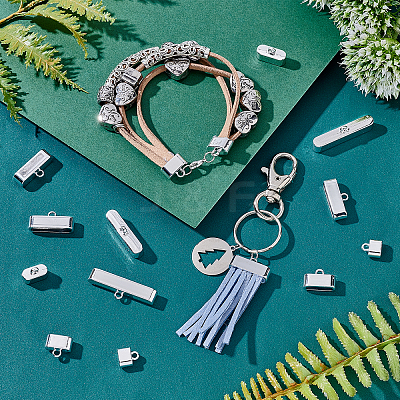 32Pcs 8 Style Alloy Cord Ends FIND-PH0005-38P-1