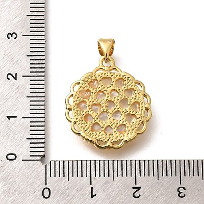 Brass with Natural Shell Carved Pendants KK-Z091-07G-02-1
