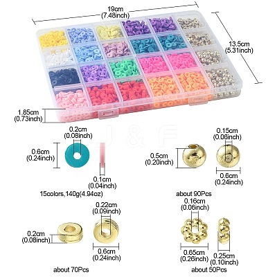 DIY Heishi Polymer Clay Beads Jewelry Making Finding Kit DIY-FS0005-94D-1