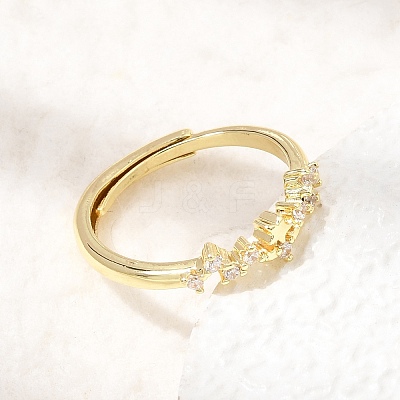 Brass Micro Pave Clear Cubic Zirconia Finger Rings for Women CU-CBAE7DF-12G-05-1