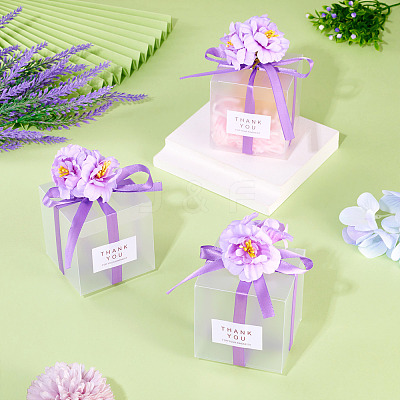 Clear PVC Candy Gift Packaging Boxes with Ribbon & Artificial Flower CON-TAC0001-20E-1