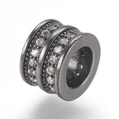 Brass Micro Pave Cubic Zirconia European Beads ZIRC-F062-11B-1
