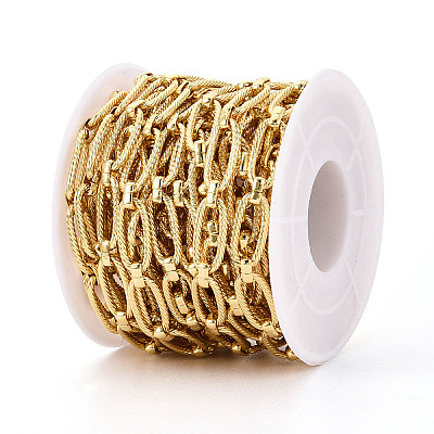 Brass Textured Oval Link Chains CHC-T018-37G-1
