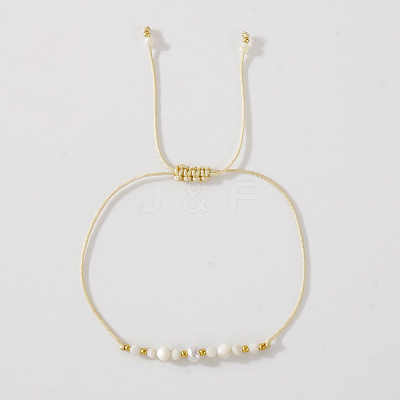 Natural White Jade & Brass Beads Braided Bead Bracelets for Women HH4245-4-1