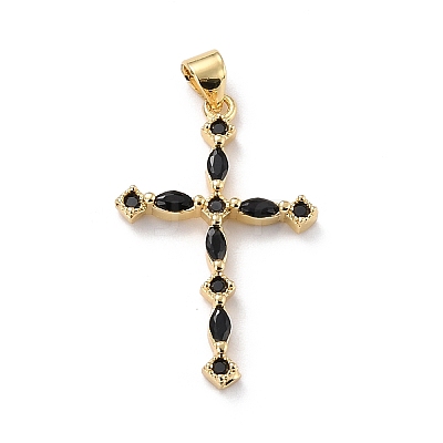 Eco-friendly Brass Micro Pave Cubic Zirconia Pendants X-KK-D066-26G-RS-1