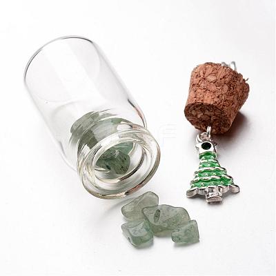 Natural Green Aventurine Beaded Wishing Bottle European Dangle Large Hole Pendants PALLOY-JF00157-02-1