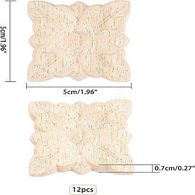 Natural Solid Wood Carved Onlay Applique Craft WOOD-FH0001-35-1