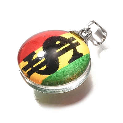 Flat Round 201 Stainless Steel Acrylic Pendants STAS-U036-01P-09-1