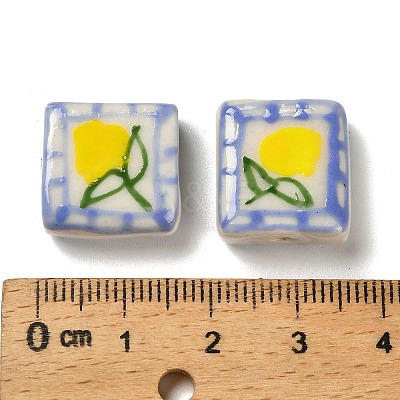 Printed Handmade Porcelain Beads LAMP-D303-06F-01-1