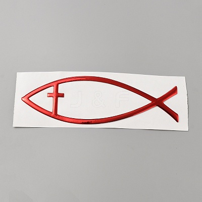 PVC Self Adhesive Jesus Fish Car Stickers STIC-WH0004-36B-1