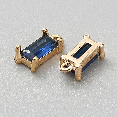 Golden Plated Brass Cubic Zirconia Charms ZIRC-WH0015-01G-04-1