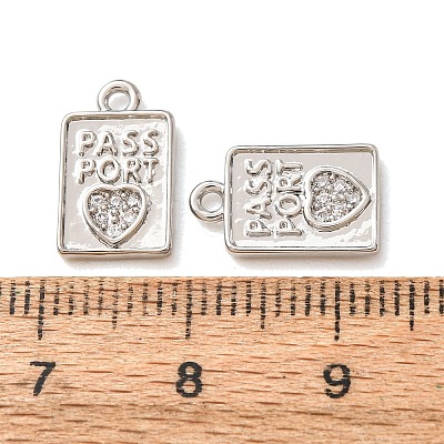 Brass Micro Pave Clear Cubic Zirconia Charms CU-CBA2907-07P-1