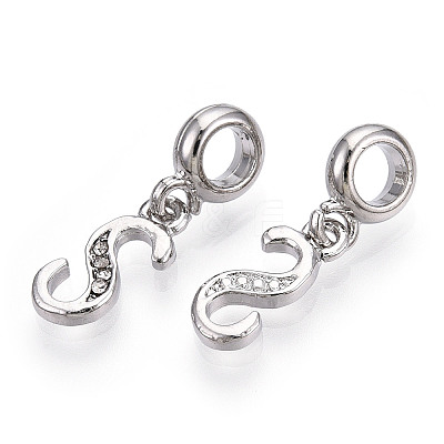 Platinum Rack Plating Alloy Rhinestone European Dangle Charms PALLOY-T048-36P-S-1