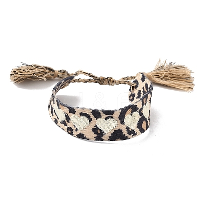 Leopard Print Pattern Polyester Cord Adjustable Bracelets BJEW-B127-01C-1
