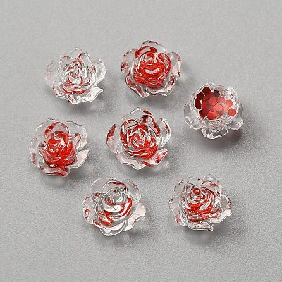 Camellia Transparent Resin Cabochons MRMJ-WH0075-57B-1