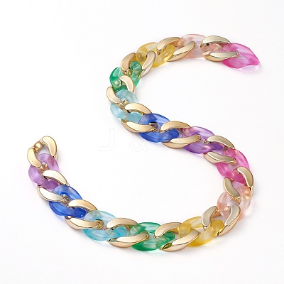 Handmade CCB Plastic & Transparent Acrylic Cuban Link Chains X-AJEW-JB00677-1