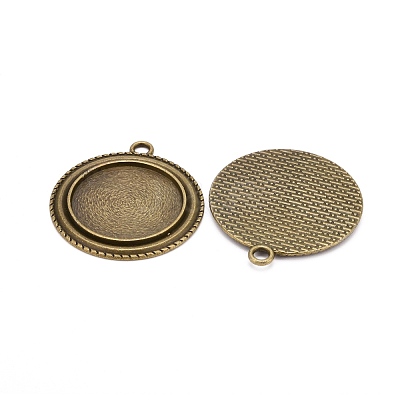 Vintage Tibetan Style Alloy Pendant Cabochon Bezel Settings X-TIBEP-M018-139AB-NF-1