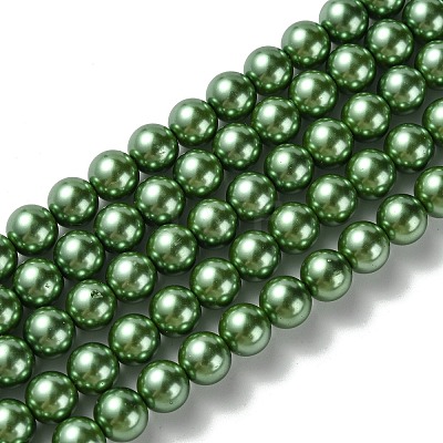 Eco-Friendly Dyed  Glass Pearl Round Bead Strands HY-A002-8mm-RB074-1