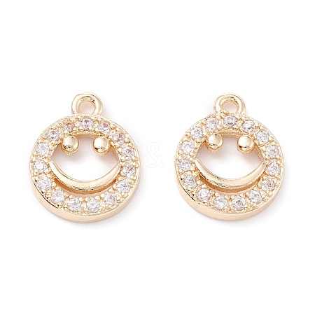 Rack Plating Brass Micro Pave Cubic Zirconia Charms ZIRC-C026-10LG-1
