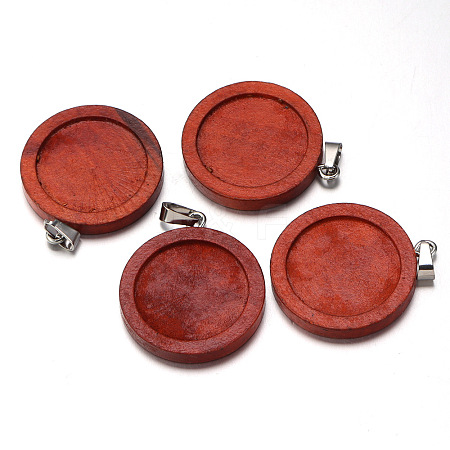 Wooden Pendant Cabochon Settings WOOD-WH0050-033E-1