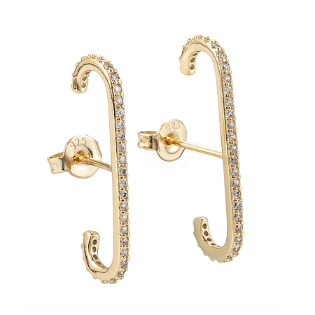 Brass with Crystal Rhinestone Stud Earrings EJEW-D252-01G-1