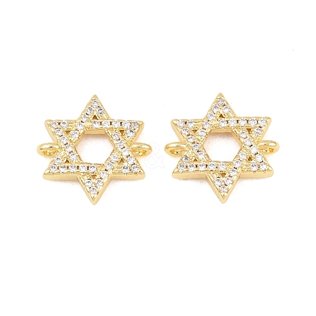 Brass Micro Pave Clear Cubic Zirconia Star of David Links Connector Charms KK-C170-01G-1