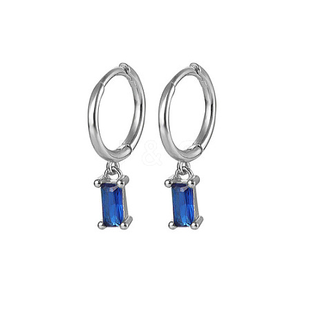 Anti-Tarnish Platinum Rhodium Plated 925 Sterling Silver Dangle Hoop Earrings for Women SY2365-6-1