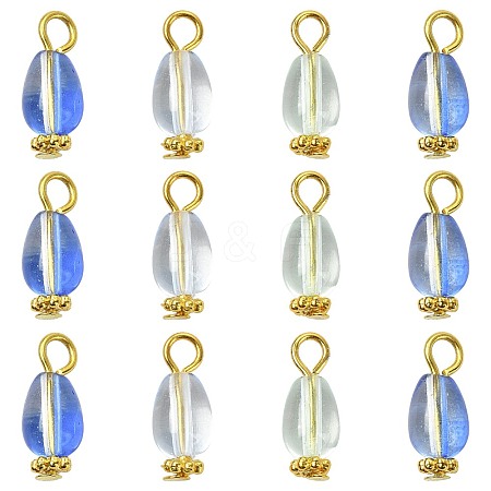 20Pcs 4 Style Glass Teardrop Pendants PALLOY-FS00072-1