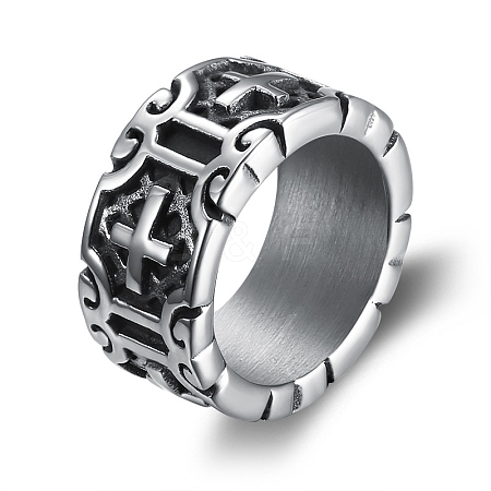 Cross Stainless Steel Wide Band Rings for Unisex PW-WG1DCF9-03-1