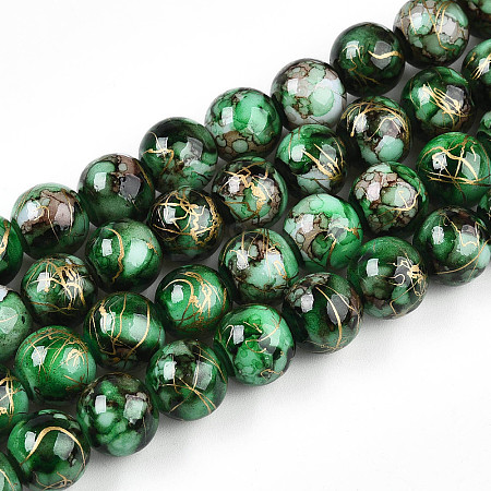 Baking Paint Glass Beads Strands DGLA-N003-10mm-B09-1