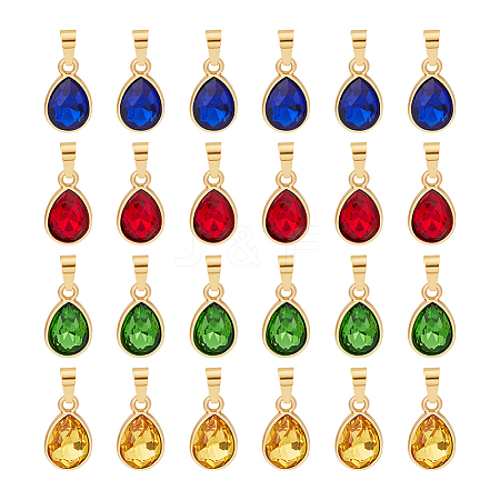 Unicraftale 24Pcs 4 Color Faceted Glass Pendant PALLOY-UN0001-19-1