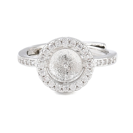 Brass Micro Pave Cubic Zirconia Adjustable Ring Components KK-CBAC351-01P-1
