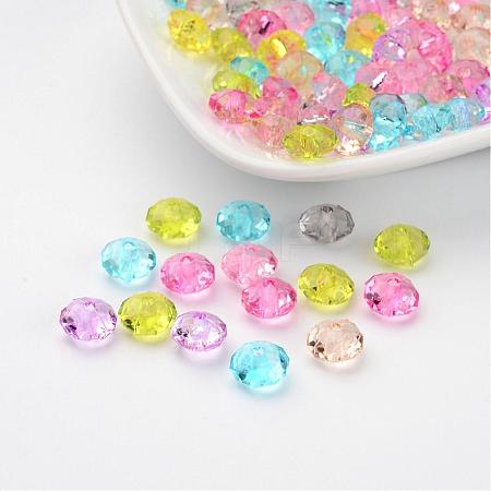 Transparent Acrylic Faceted Rondelle Beads X-PL408Y-1