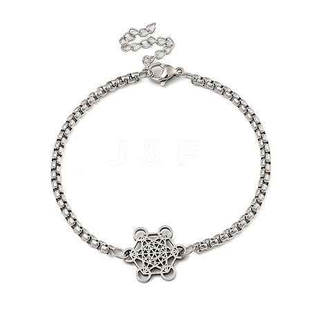 201 Stainless Steel Popcorn Chain Bangles for Women BJEW-M044-02P-1