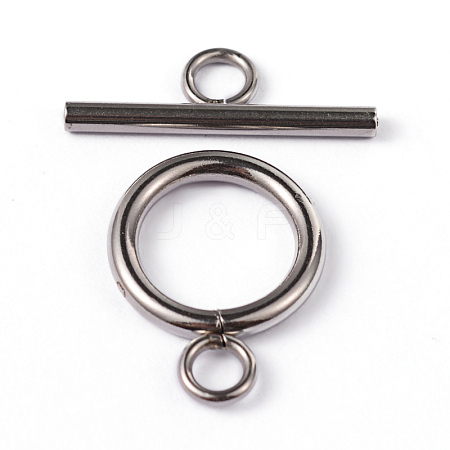 Tarnish Resistant 304 Stainless Steel Ring Toggle Clasps STAS-L176-12P-1