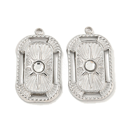 304 Stainless Steel Rhinestone Pendants STAS-P356-40P-1