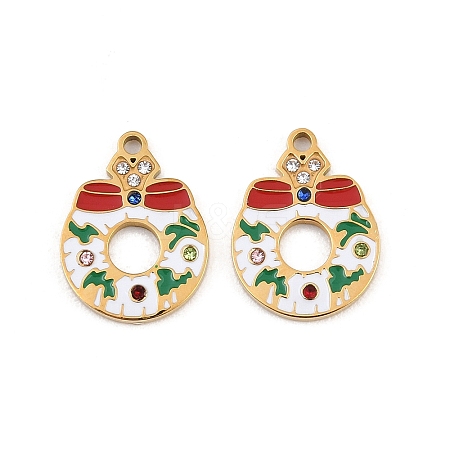 Christmas 304 Stainless Steel Enamel Pendants SA-CBA85C0-02F-G-1