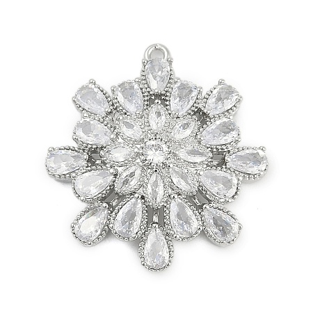 Brass Micro Pave Cubic Zirconia with Glass Pendants KK-Q026-16P-1