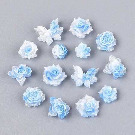 Luminous Flower Resin Cabochons CRES-T025-10F-1