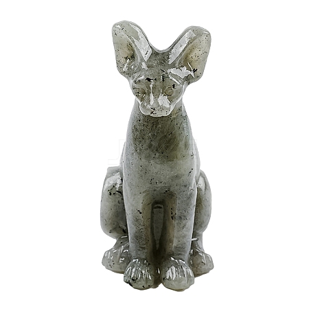 Natural Labradorite Carved Egyptian Cat Figurines Statues for Home Office Desktop Decoration PW-WG23706-08-1