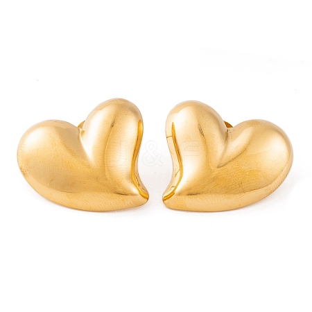 Ion Plating(IP) Heart 304 Stainless Steel Stud Earrings for Women LS-EJEW-L272-033G-03-1