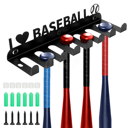 Word I Love Baseball Iron Baseball Bat Display Stand AJEW-WH0533-003-1