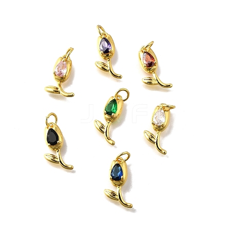 Brass Micro Pave Cubic Zirconia Pendants KK-Z102-01G-01-1